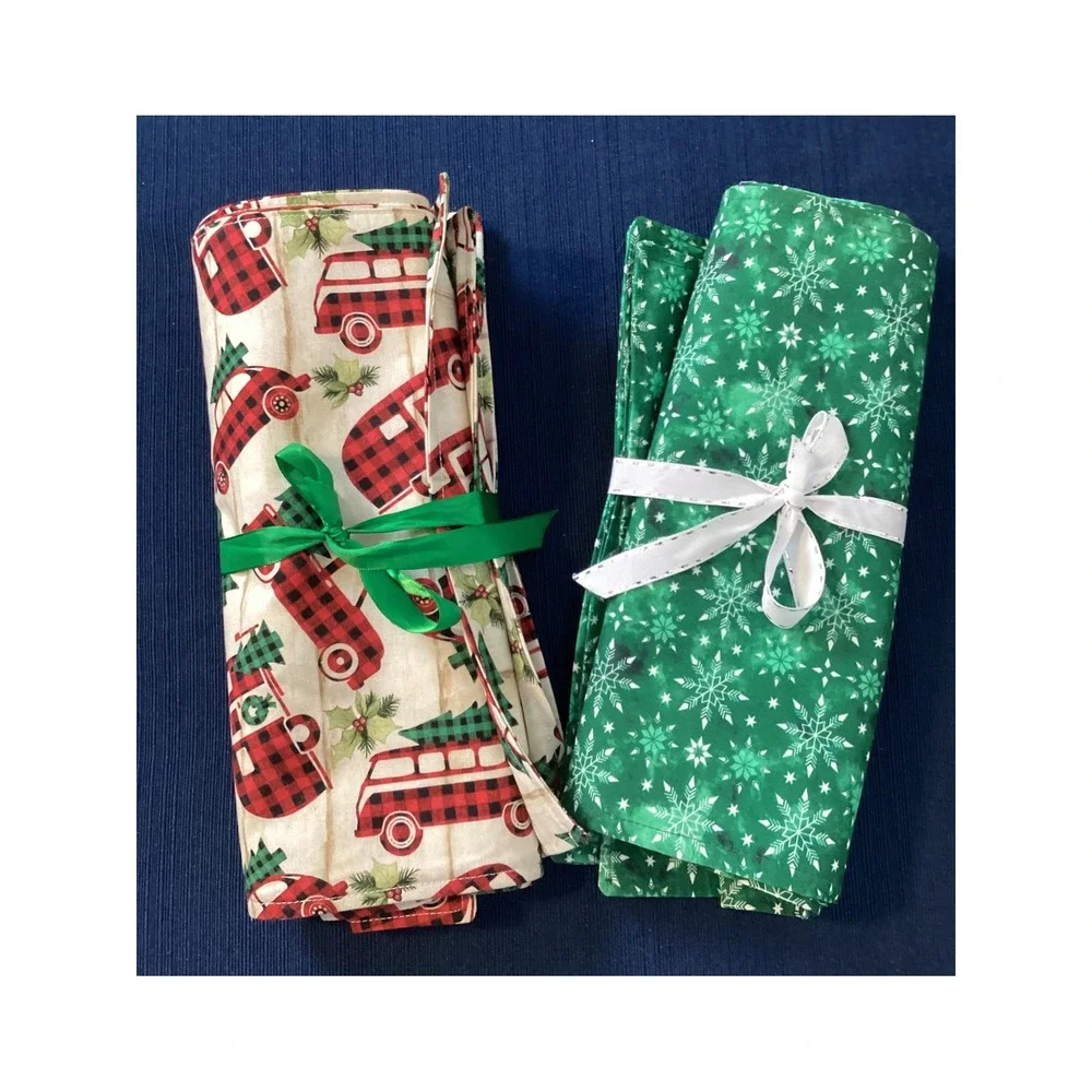 Christmas Placemats Set of 8 Red Buffalo Plaid Camper Green Snowflake Rustic